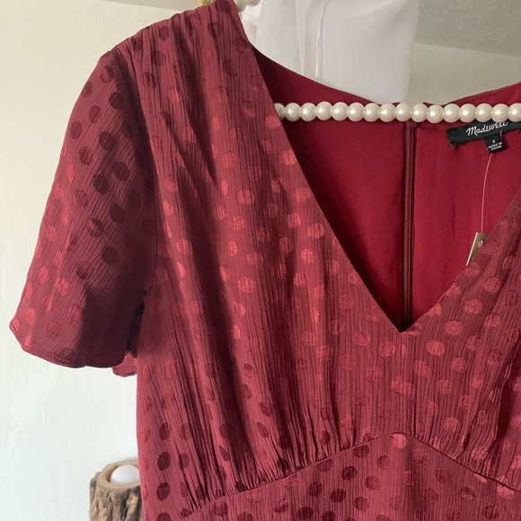 Madewell Fit-and-Flare Dress in Dot Jacquard - Picture 8 of 9